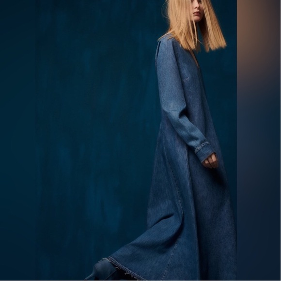 Zara Long Denim Dress New, XS - Picture 3 of 10